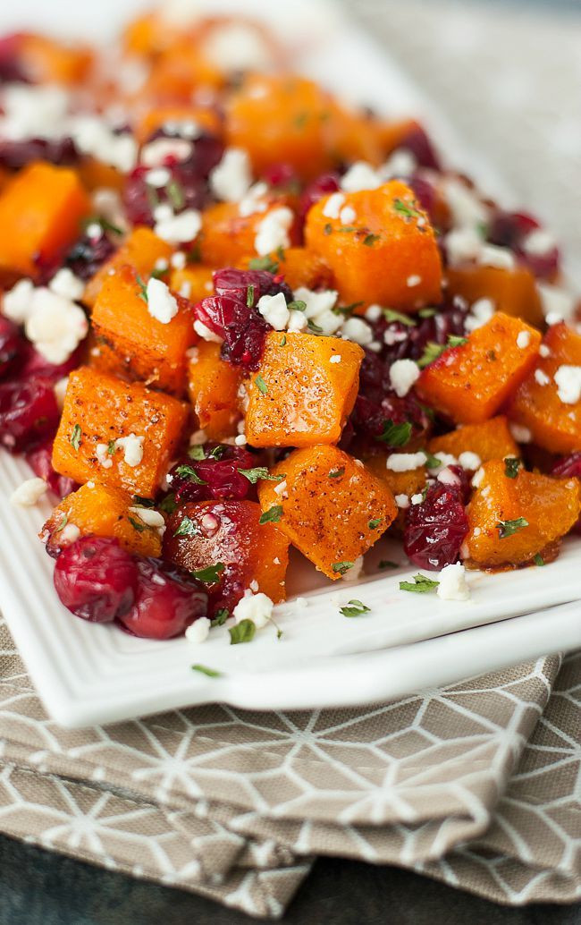 Sides For Dinner
 Honey Roasted Butternut Squash with Cranberries and Feta