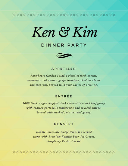 Simple Dinner Party Menu
 Simple Gra nt Dinner Party Menu Templates by Canva