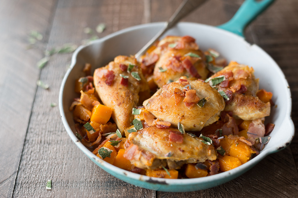 Skillet Chicken Thighs
 e Skillet Chicken Thighs with Butternut Squash Eat