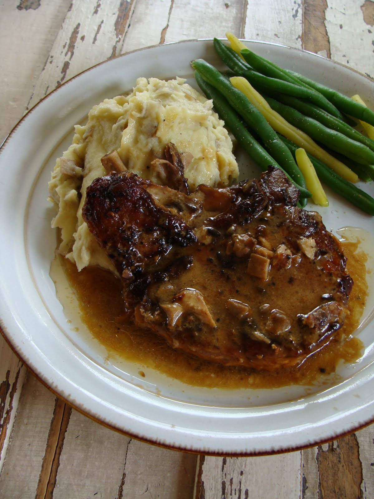 Slow Cooker Bone In Pork Chops
 Just Cooking Slow Cooker Pork Chops with Mushroom Gravy