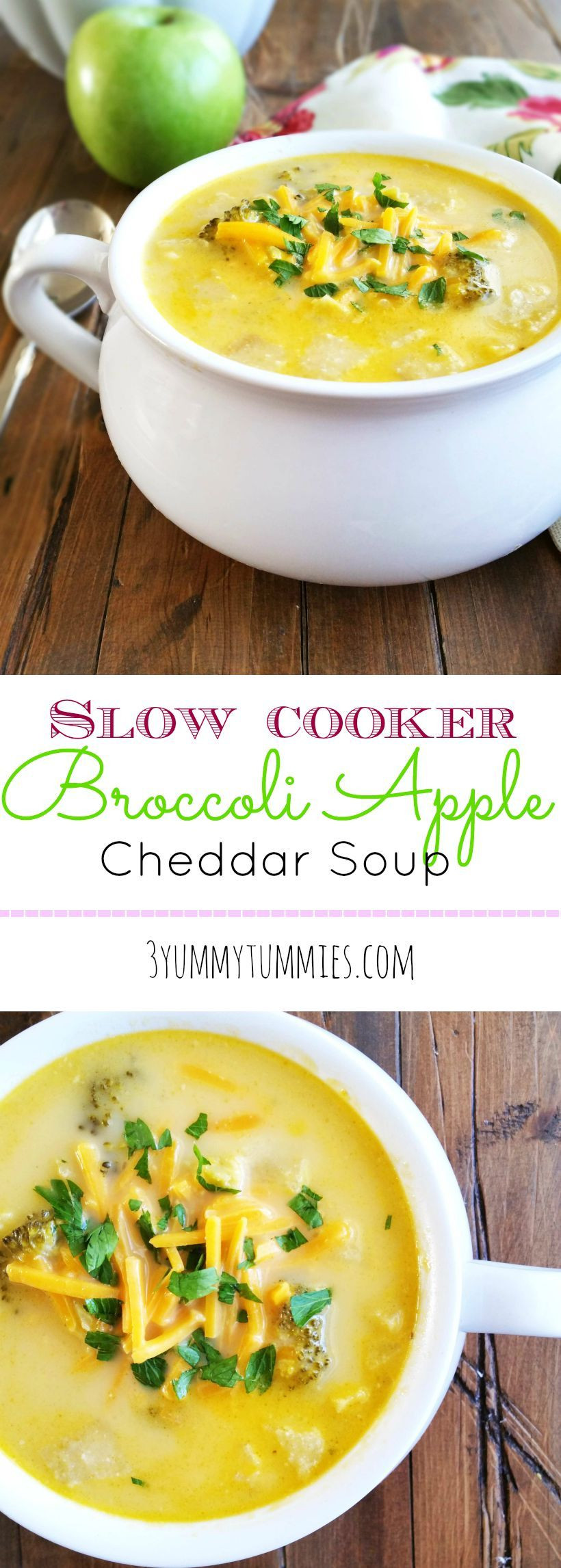 Slow Cooker Broccoli Cheddar Soup
 Slow Cooker Broccoli Apple Cheddar Soup