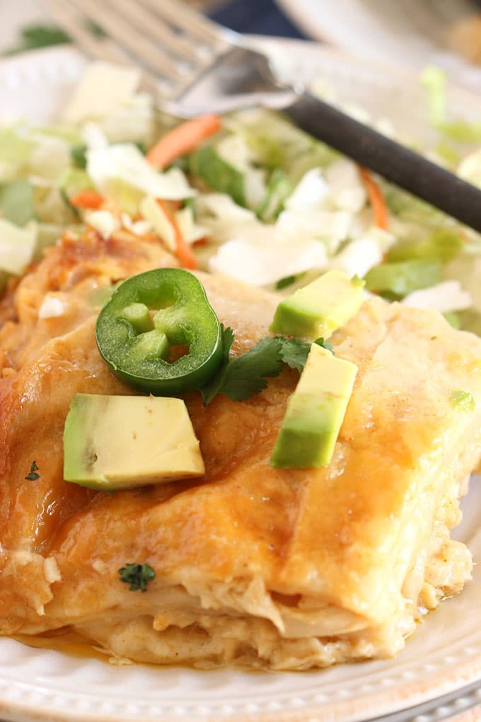 Slow Cooker Chicken Enchilada Casserole
 Slow Cooker White Chicken Enchilada Casserole The