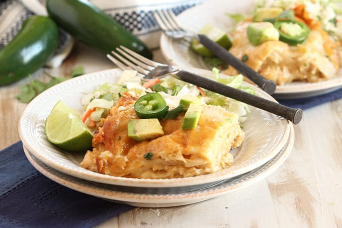 Slow Cooker Chicken Enchilada Casserole
 Slow Cooker White Chicken Enchilada Casserole The