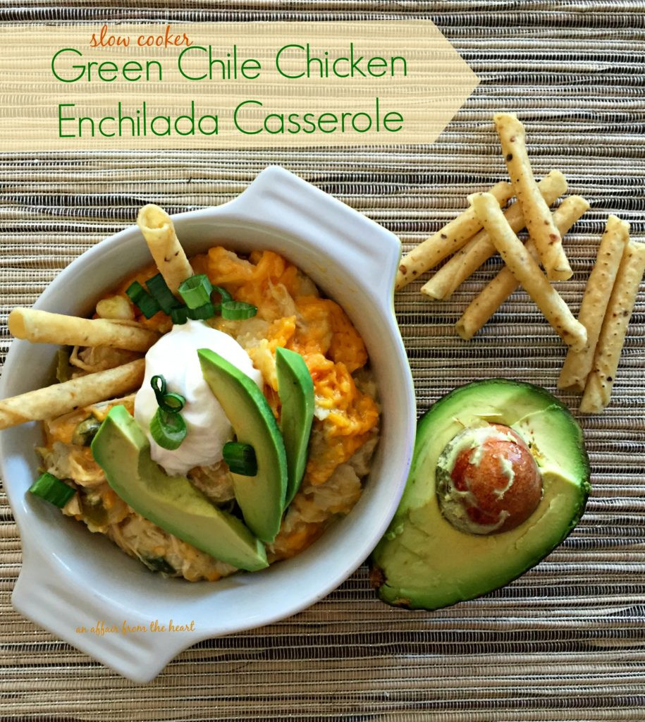 Slow Cooker Chicken Enchilada Casserole
 Slow Cooker Green Chile Chicken Enchilada Casserole