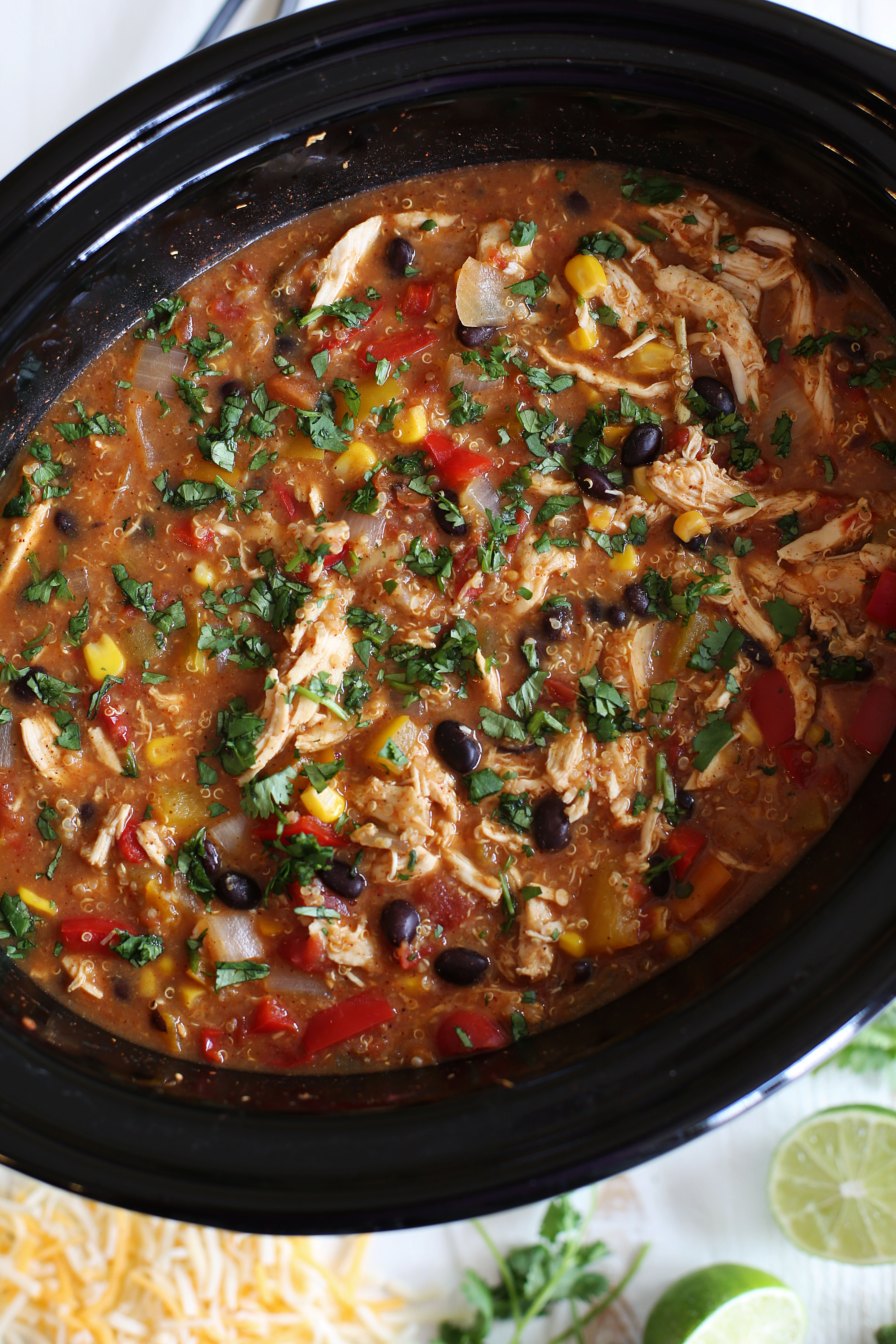 Slow Cooker Chicken Recipes Healthy
 Slow Cooker Chicken Fajita & Quinoa Soup Eat Yourself Skinny