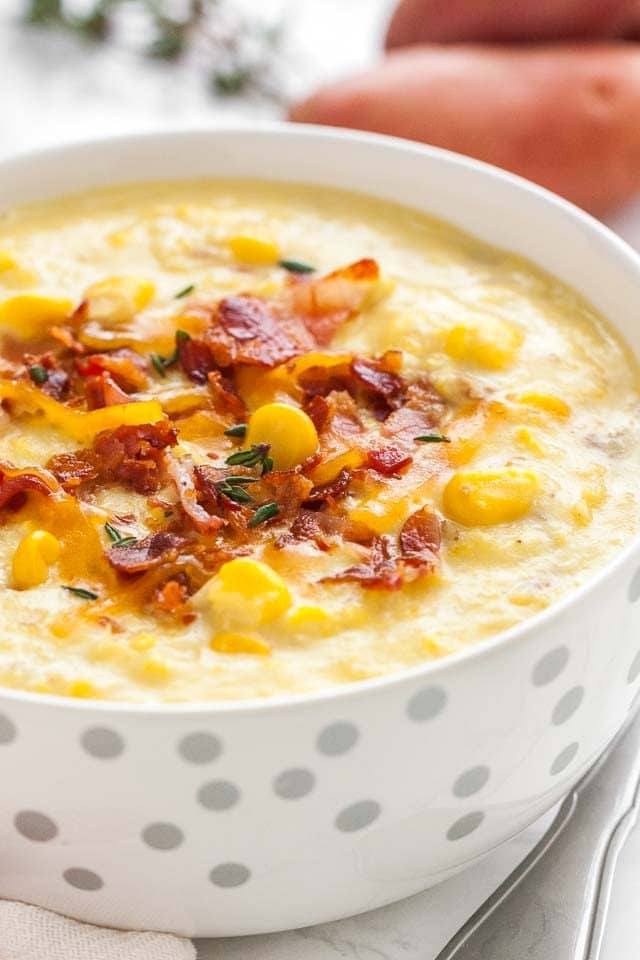 Slow Cooker Corn Chowder
 Slow Cooker Corn Chowder with Bacon