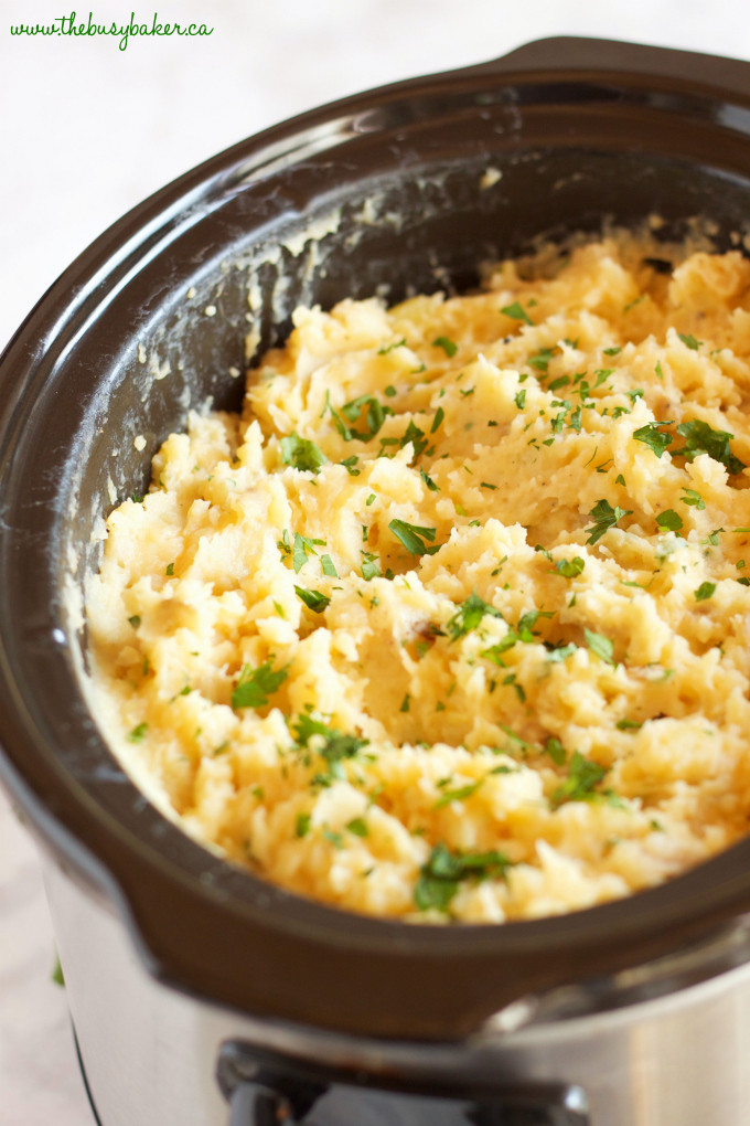 Slow Cooker Garlic Mashed Potatoes
 Rustic Slow Cooker Garlic Mashed Potatoes The Busy Baker