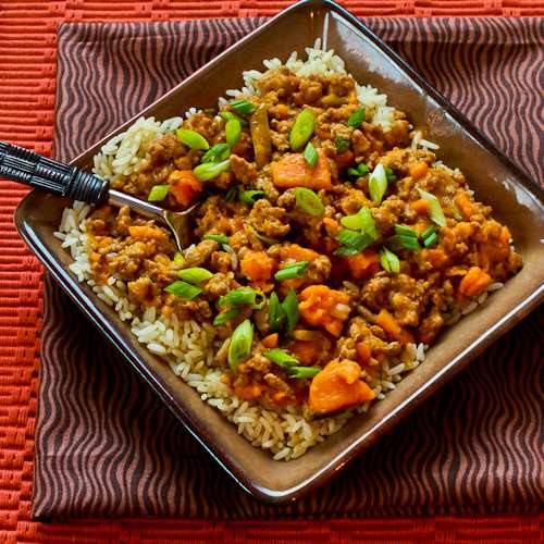 Slow Cooker Ground Turkey
 Slow cooker sweet and spicy ground turkey and sweet potato