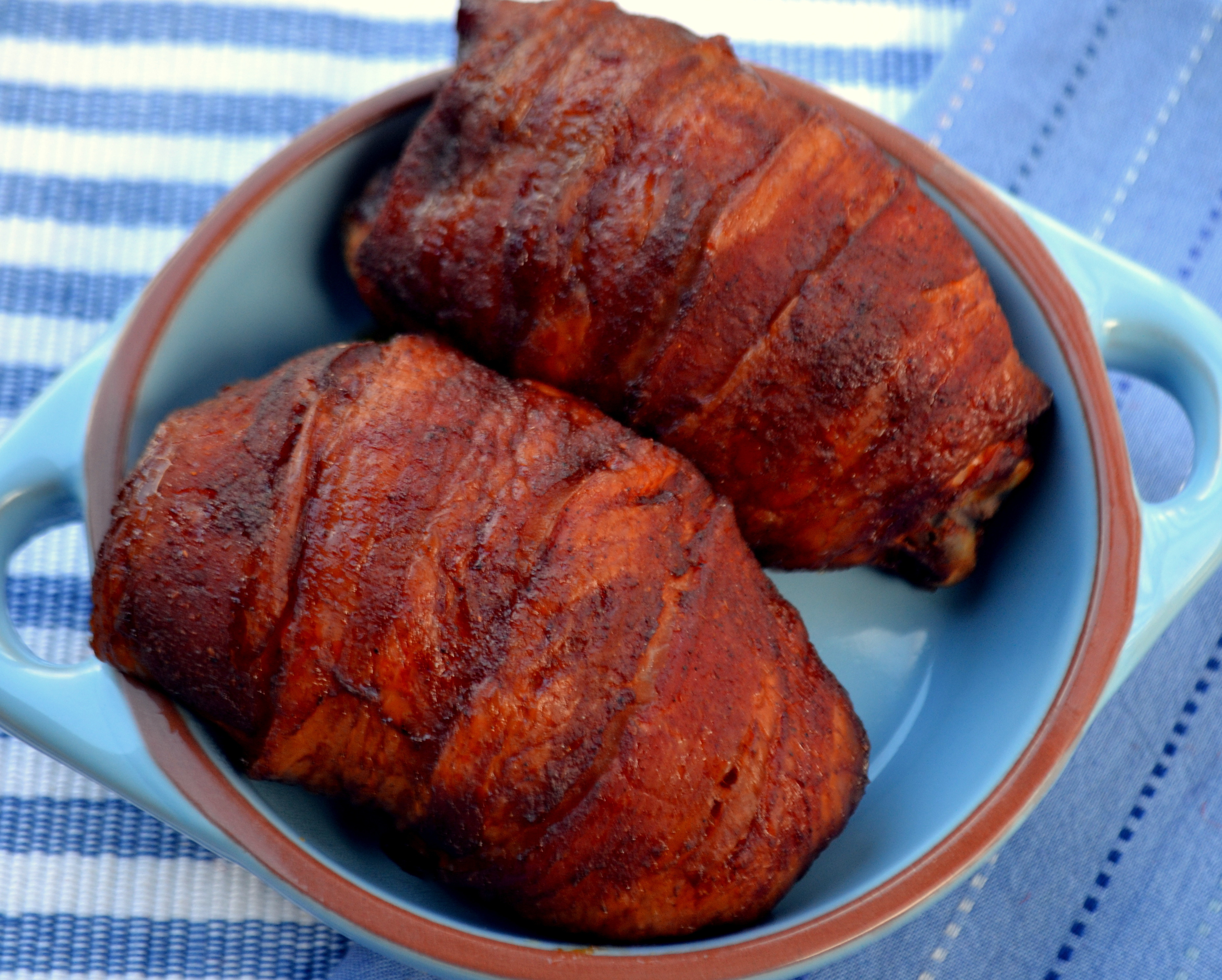 Smoked Chicken Thighs
 Smoked Chicken Thighs Wrapped in Bacon