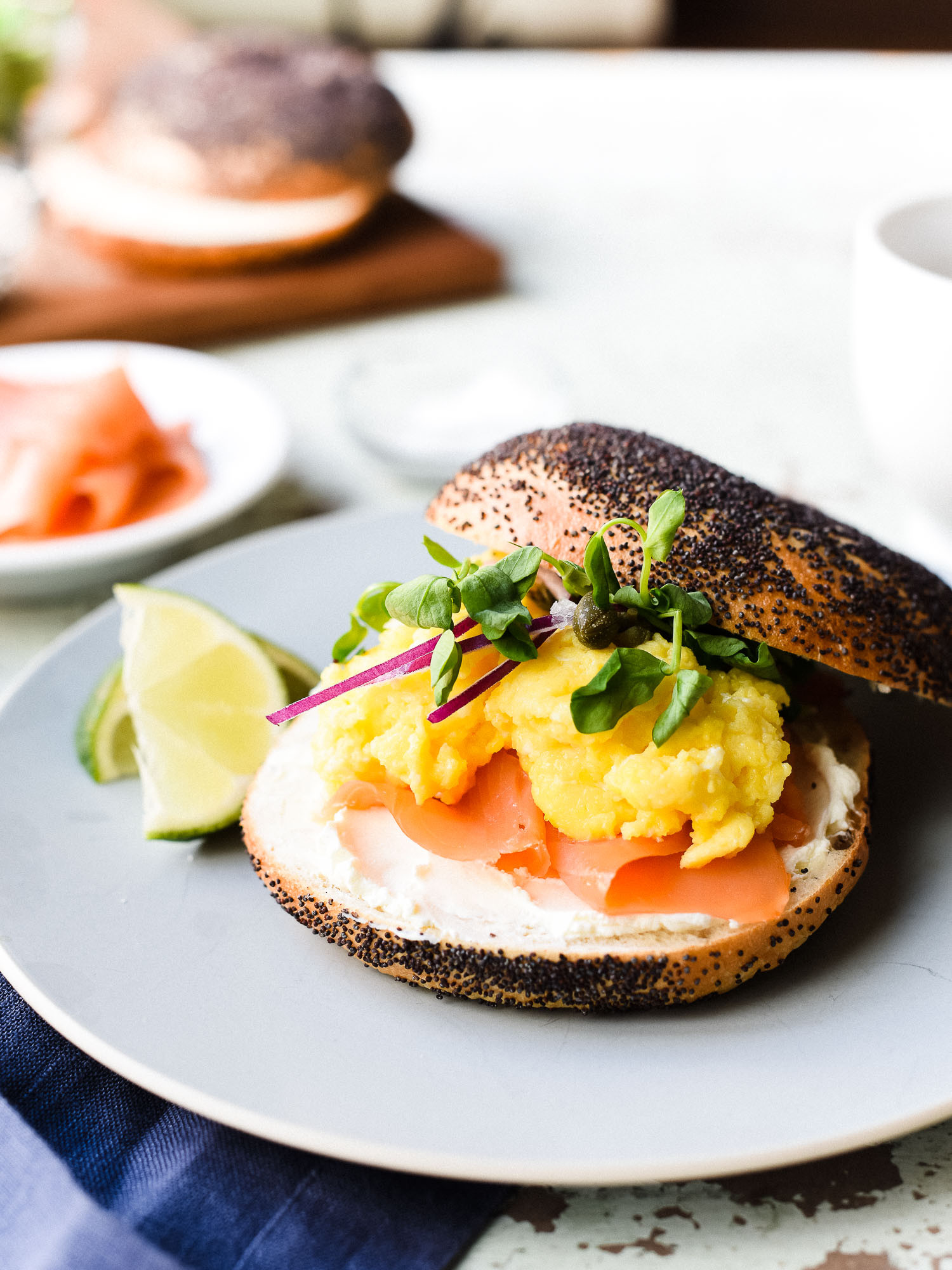 Smoked Salmon Bagel
 Scottish Smoked Salmon Bagel with Scrambled Eggs