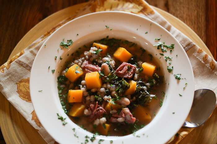 Smoked Turkey Soup
 Winter Squash Kale & Barley Soup With Smoked Turkey