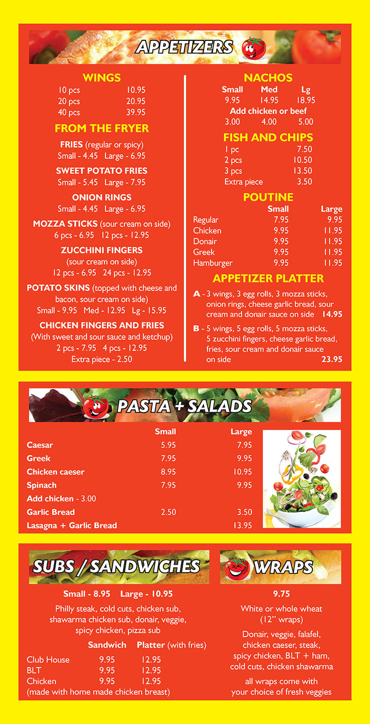 Snappy Tomato Pizza Menu
 Snappy Tomato Pizza Menu Nutrition