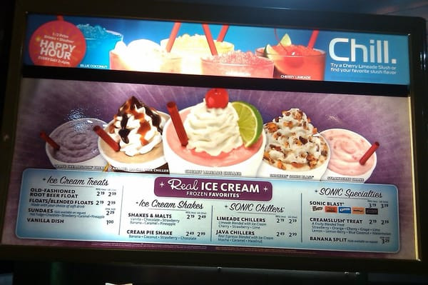 Sonic Dessert Menu
 Sonic Drive In Columbia Heights MN