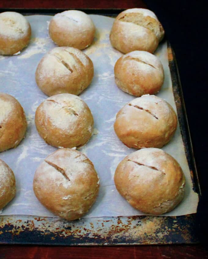 Sourdough Dinner Rolls
 Crusty Sourdough Dinner Rolls no knead no added yeast