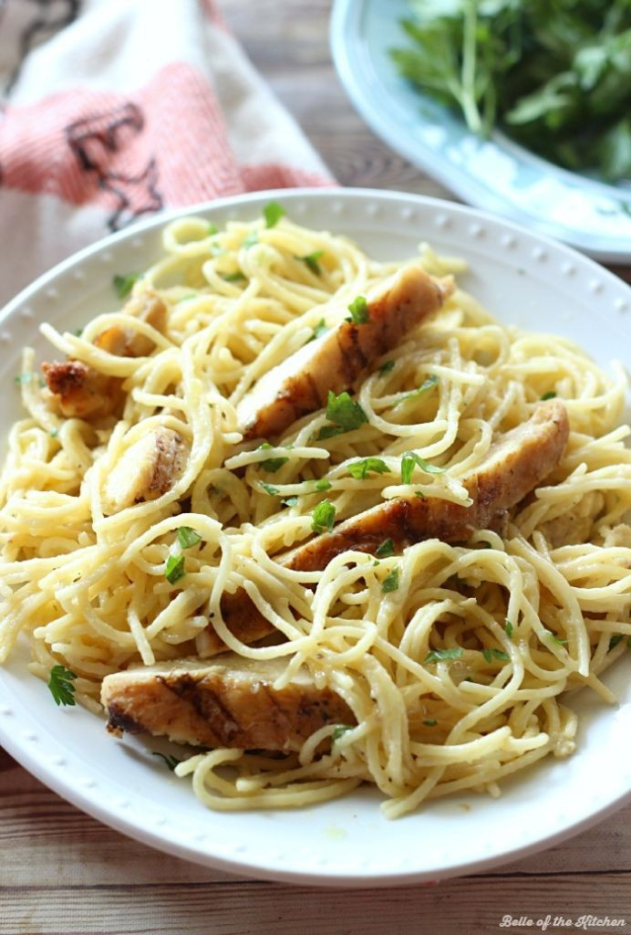 Spaghetti With Chicken
 AD e Pot Cheesy Garlic Chicken Spaghetti Belle of the