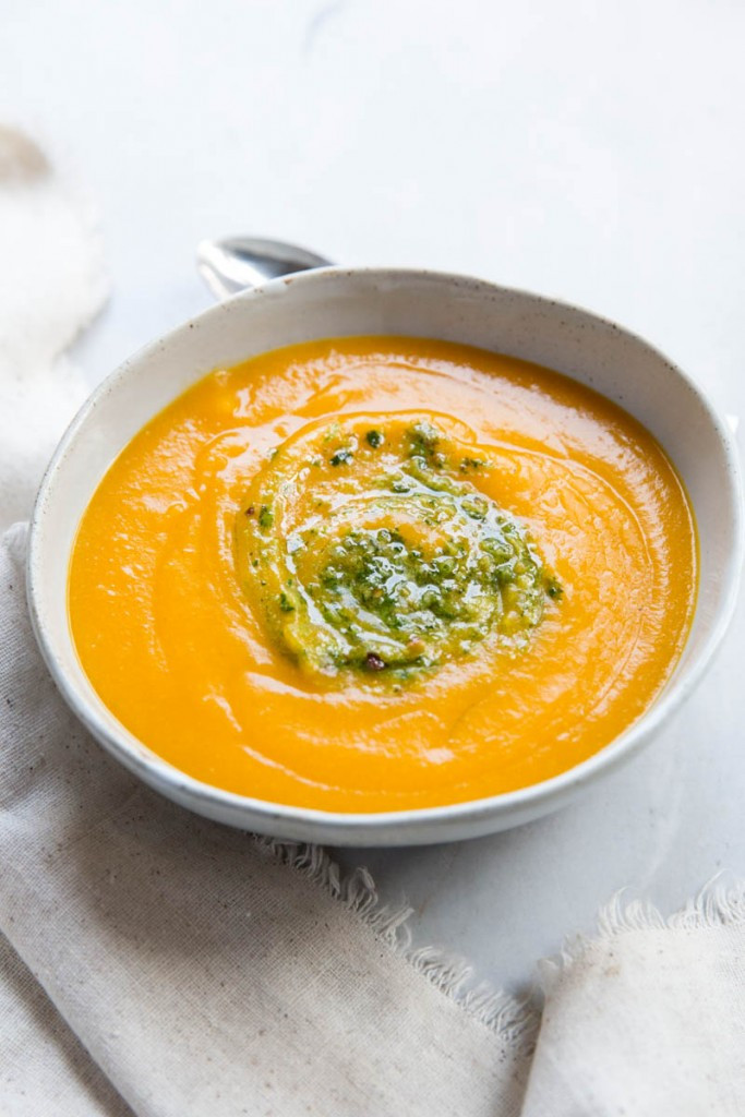 Spicy Butternut Squash Soup
 Spicy Butternut Squash Soup with Pumpkin Seed Pesto