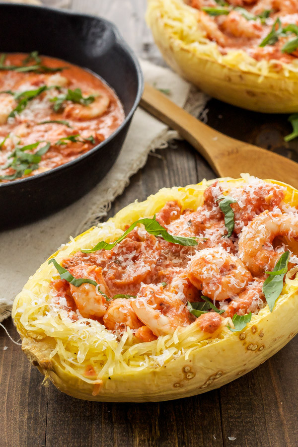 Spicy Dinner Recipes
 Spicy Tomato Garlic Shrimp with Spaghetti Squash Recipe