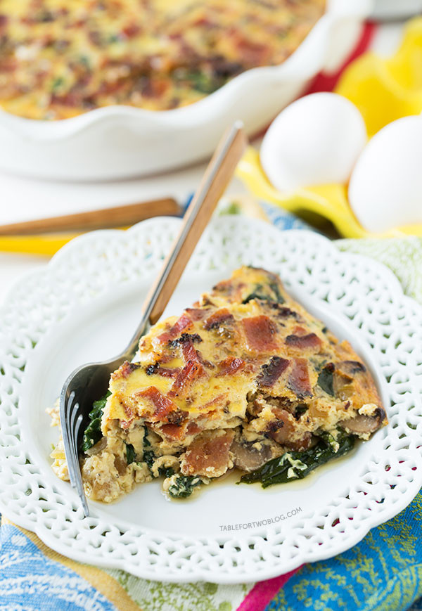 Spinach And Mushroom Quiche
 Crustless Bacon Spinach and Mushroom Quiche Table for