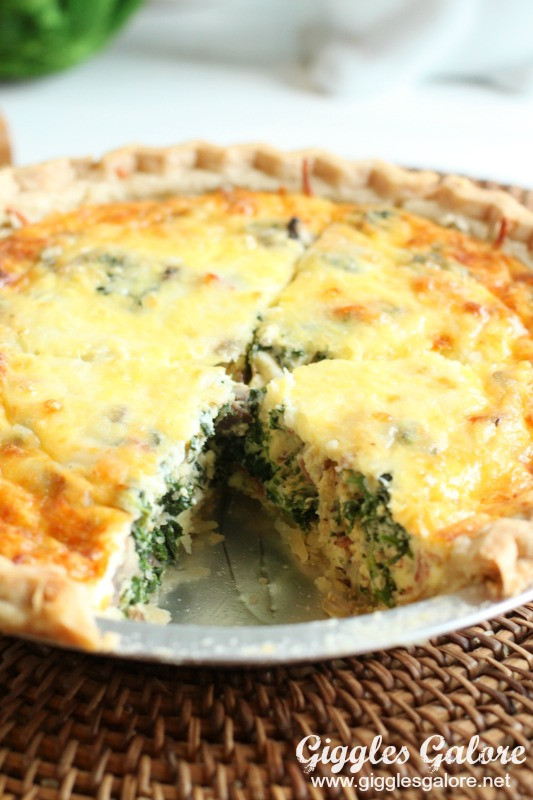 Spinach And Mushroom Quiche
 Bacon Spinach and Mushroom Quiche