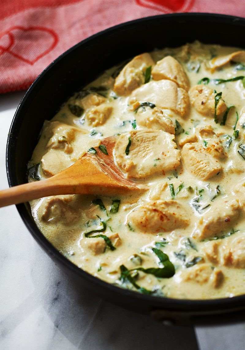 Spinach Dinner Recipes
 Skillet Chicken with Spinach Cream Sauce Recipe — Eatwell101