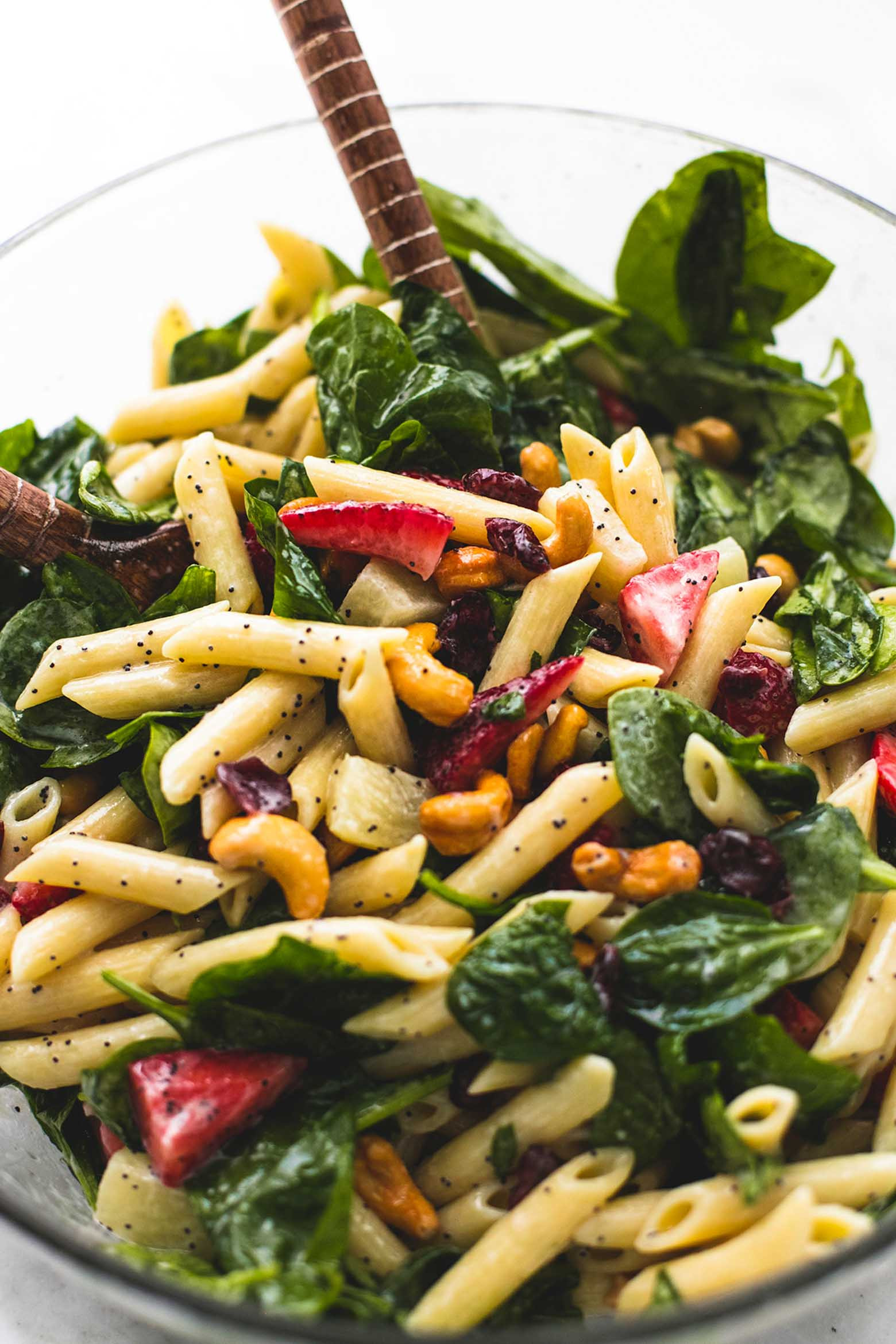 Spinach Pasta Salad
 Strawberry Spinach Pasta Salad with Orange Poppy Seed