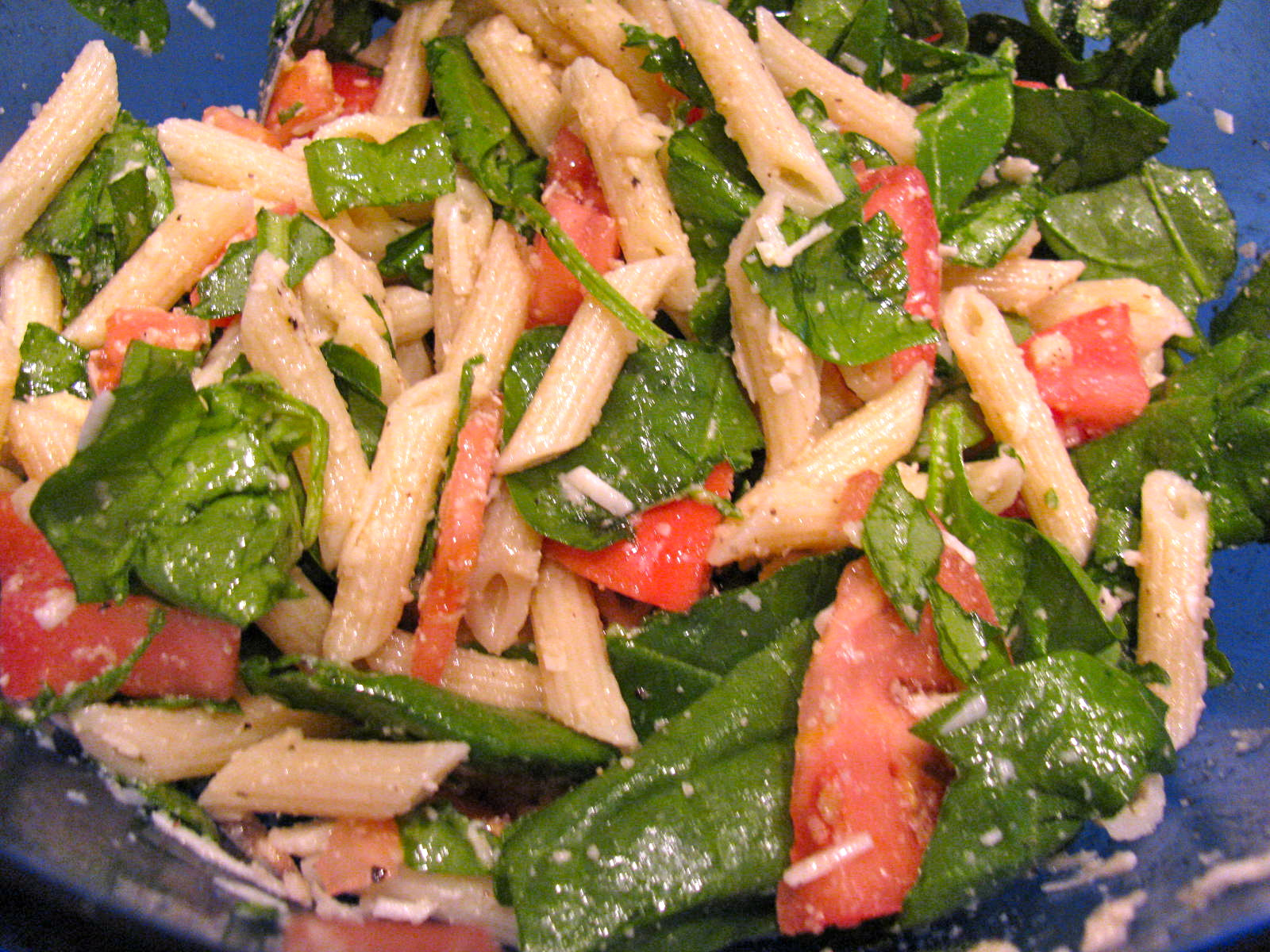 Spinach Pasta Salad
 Rita s Recipes Spinach Pasta Salad with Asiago Cheese