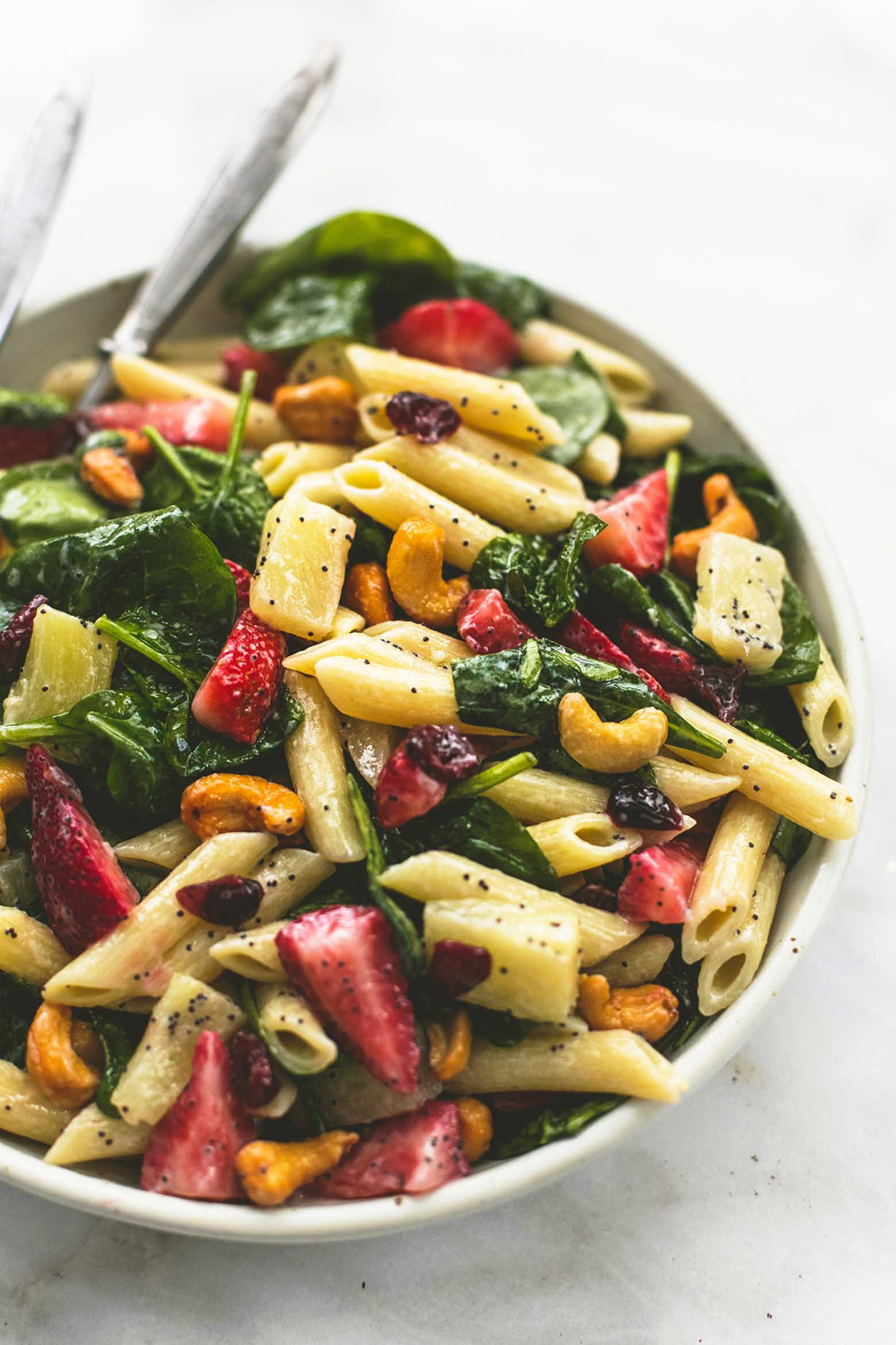 Spinach Pasta Salad
 Strawberry Spinach Pasta Salad with Orange Poppy Seed