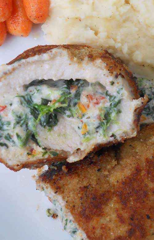 Spinach Stuffed Pork Chops
 Crispy Stuffed Pork Chops with Spinach and Sun dried