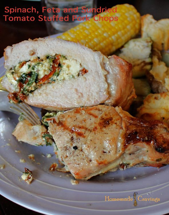 Spinach Stuffed Pork Chops
 Pintesting Spinach Feta and Sundried Tomato Stuffed Pork