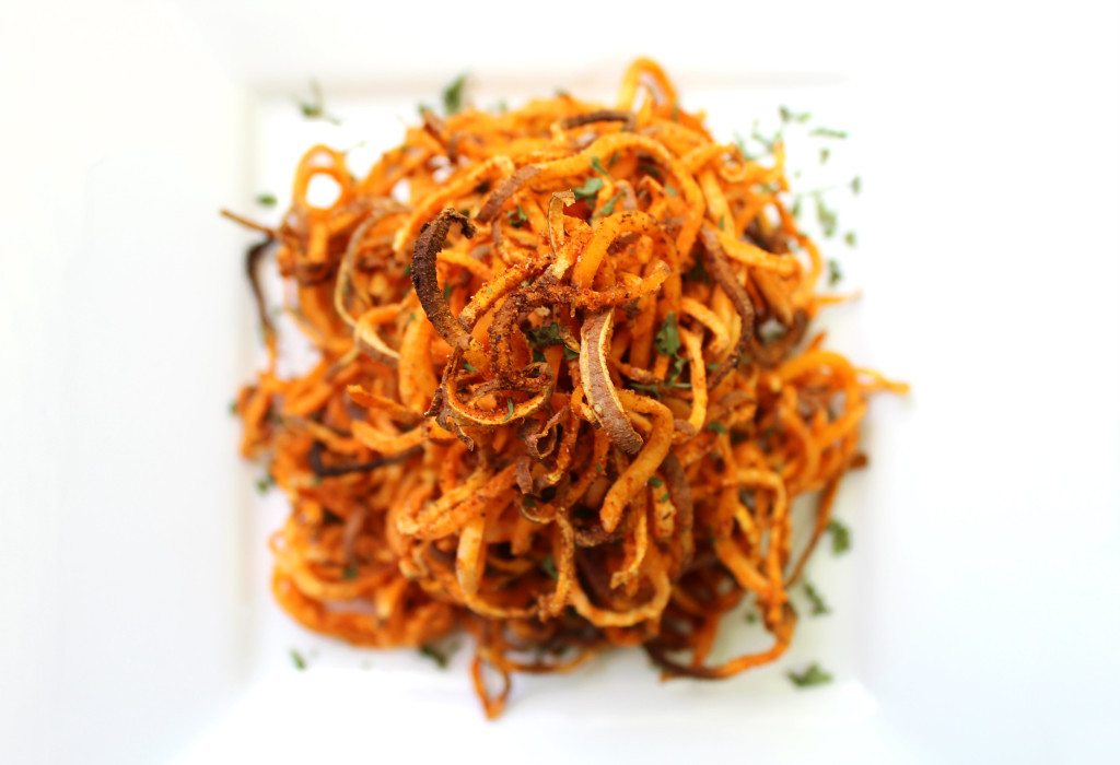 Spiralized Sweet Potato Fries
 Spicy Spiralized Sweet Potato Fries