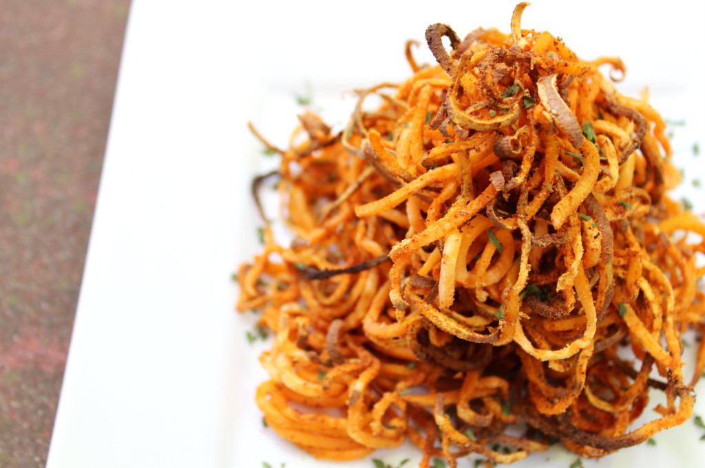 Spiralized Sweet Potato Fries
 Spicy Spiralized Sweet Potato Fries