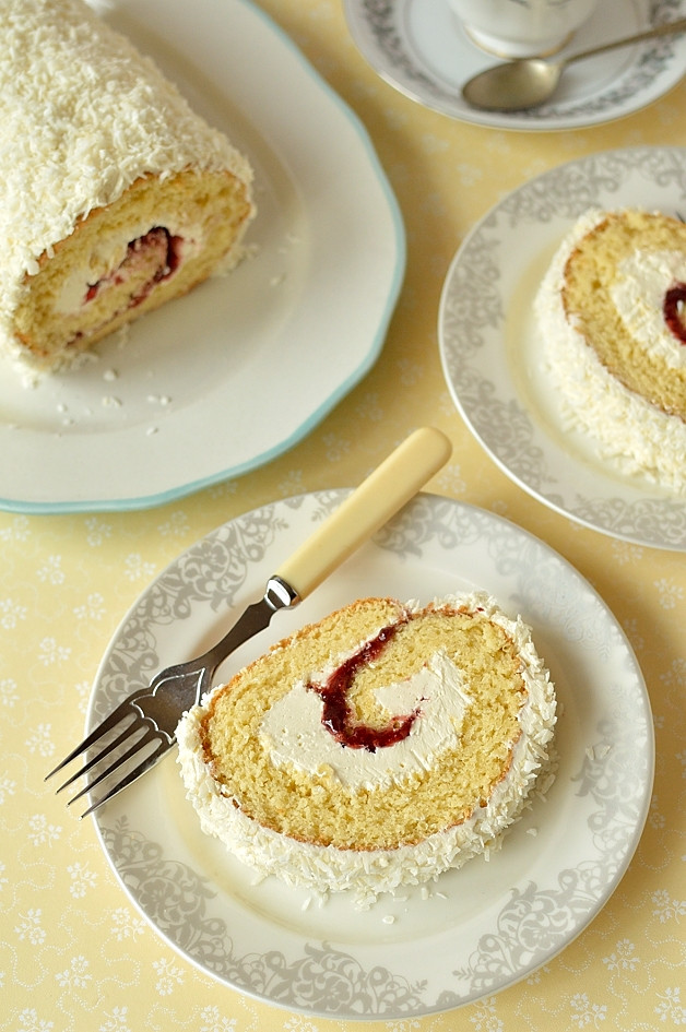 Sponge Cake Roll
 Coconut & Cherry Swiss Roll Domestic Gothess