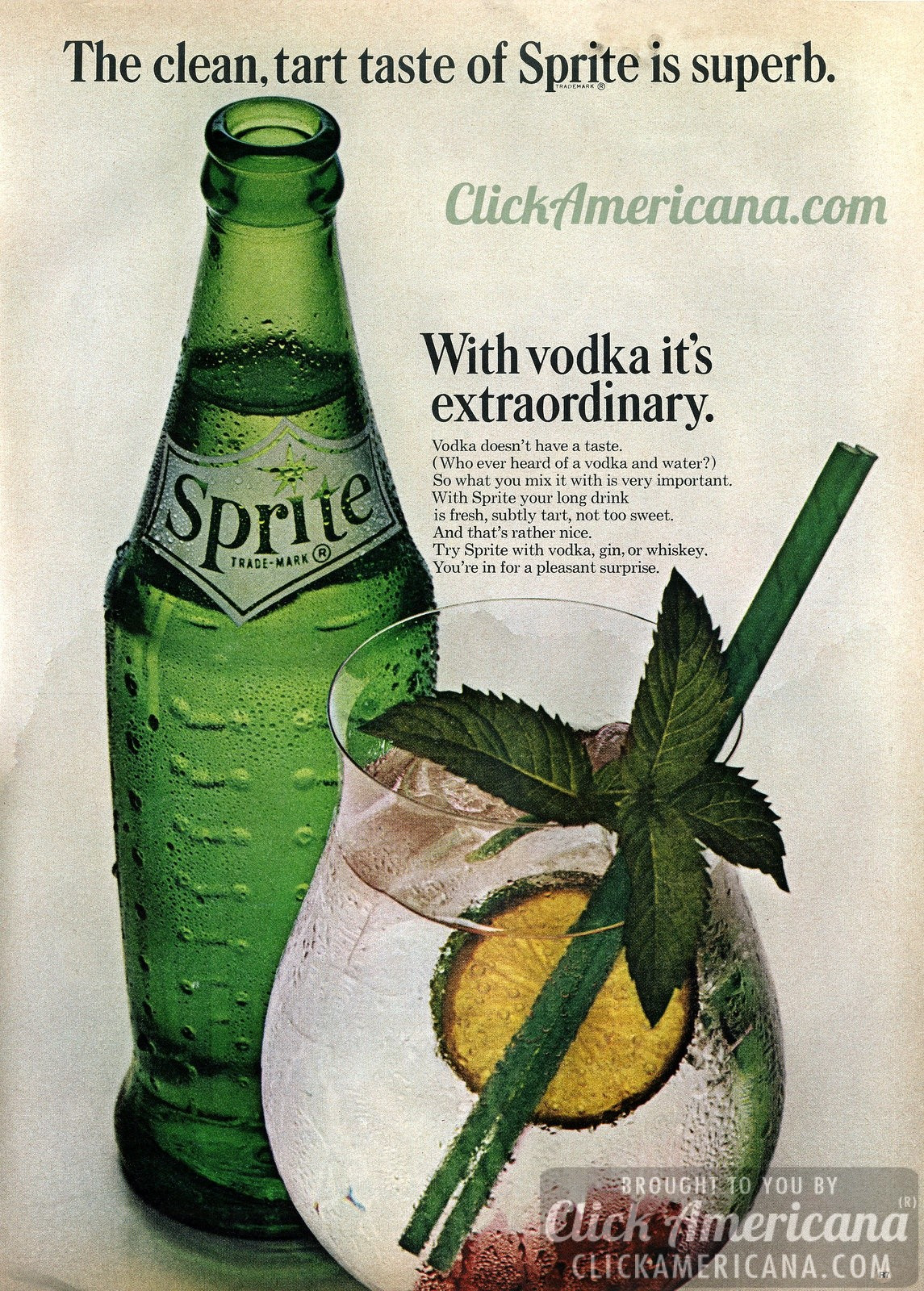 Sprite And Vodka Drinks
 Sprite Extraordinary with vodka 1963 Americana