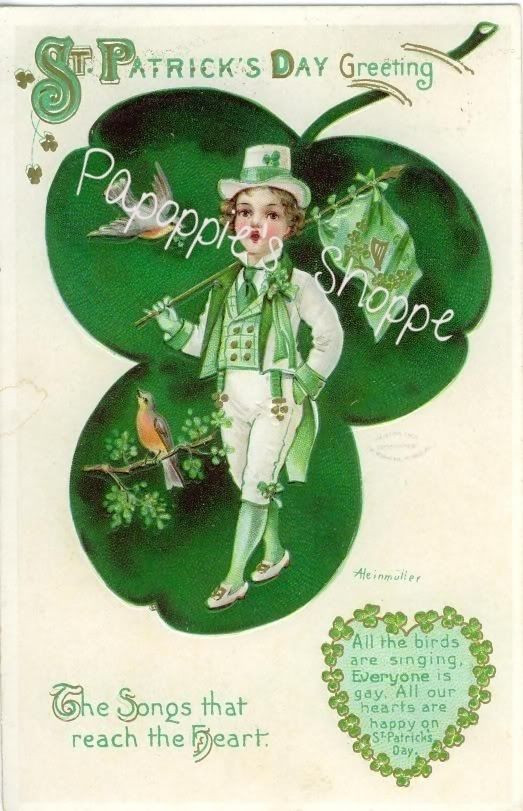 St. Patrick'S Day Cupcakes
 St Patrick s Day Fabric Block Vintage Postcard on Fabric