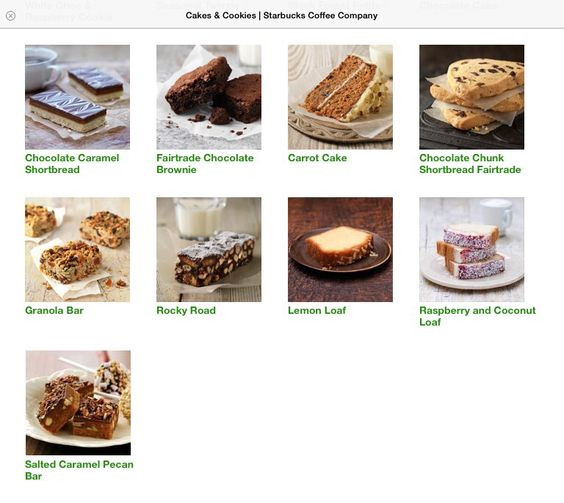 Starbucks Dessert Menu
 Starbucks Cookies and Cakes on Pinterest