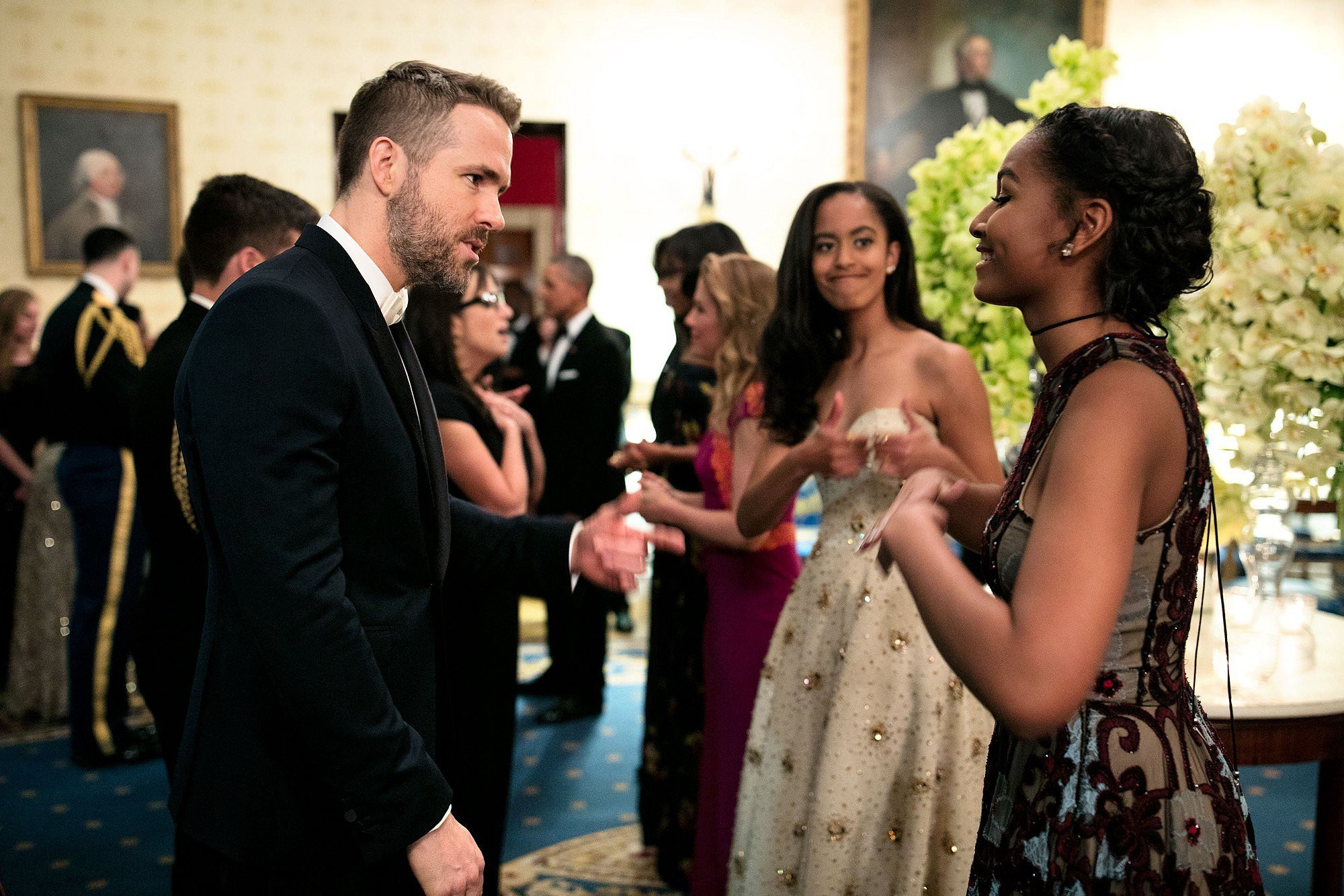 State Dinner 2016
 Sasha Obama Talking to Ryan Reynolds at State Dinner 2016