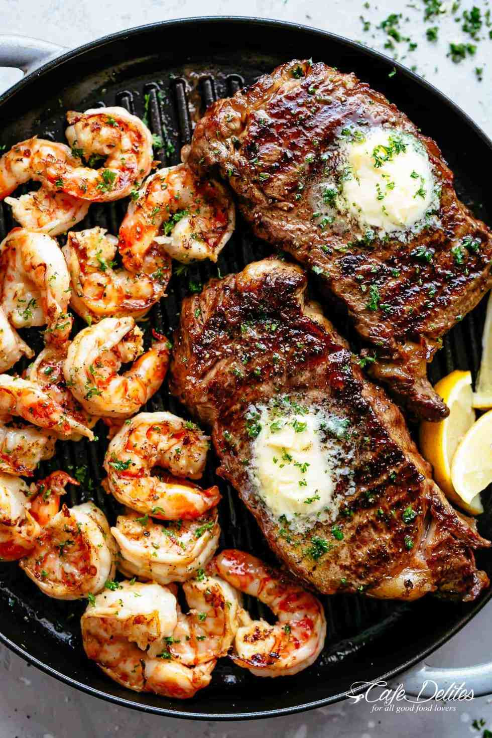 Steak Dinner Ideas
 Garlic Butter Grilled Steak & Shrimp Cafe Delites