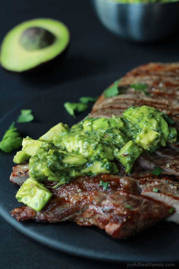 Steak Dinner Ideas
 Grilled Flank Steak with Avocado Chimichurri