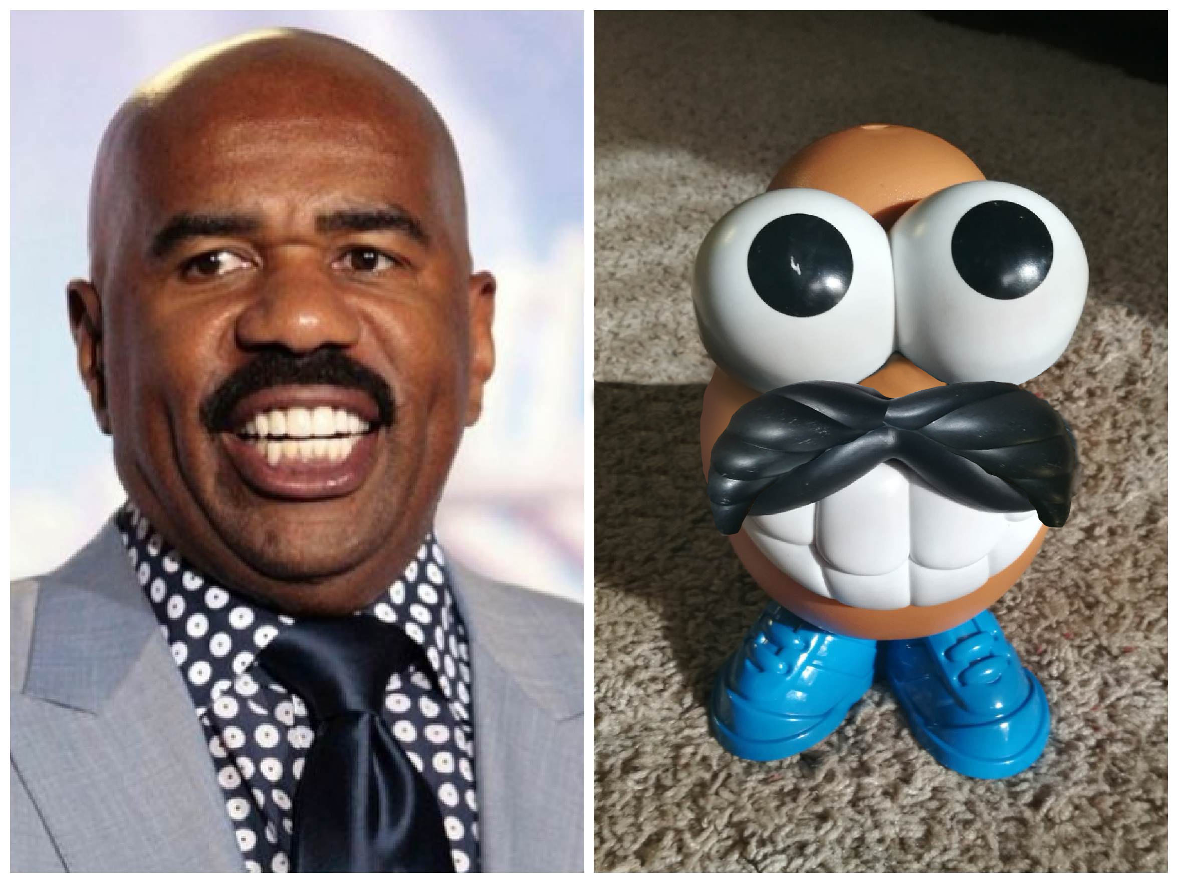 Steve Harvey Mr Potato Head
 My son accidentally made a Steve Harvey potato head