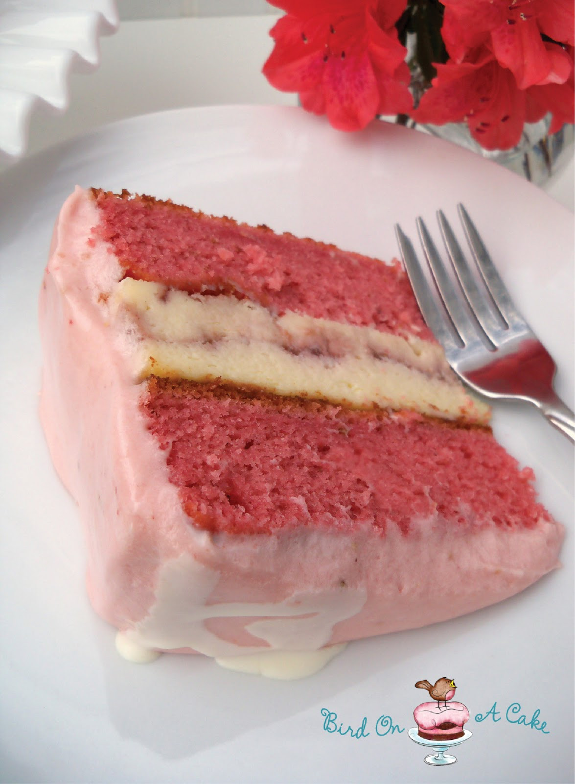Strawberry Cheesecake Cake
 Bird A Cake Strawberry Swirl Cheesecake Cake