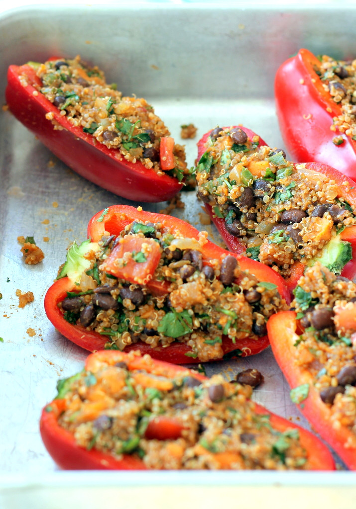 Stuffed Bell Peppers Vegetarian
 Black Bean Sweet Potato & Quinoa Stuffed Bell Peppers