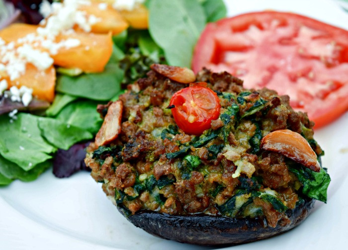 Stuffed Mushrooms Vegetarian
 Pesto Spinach & Roast Garlic Stuffed Mushrooms – Vegan