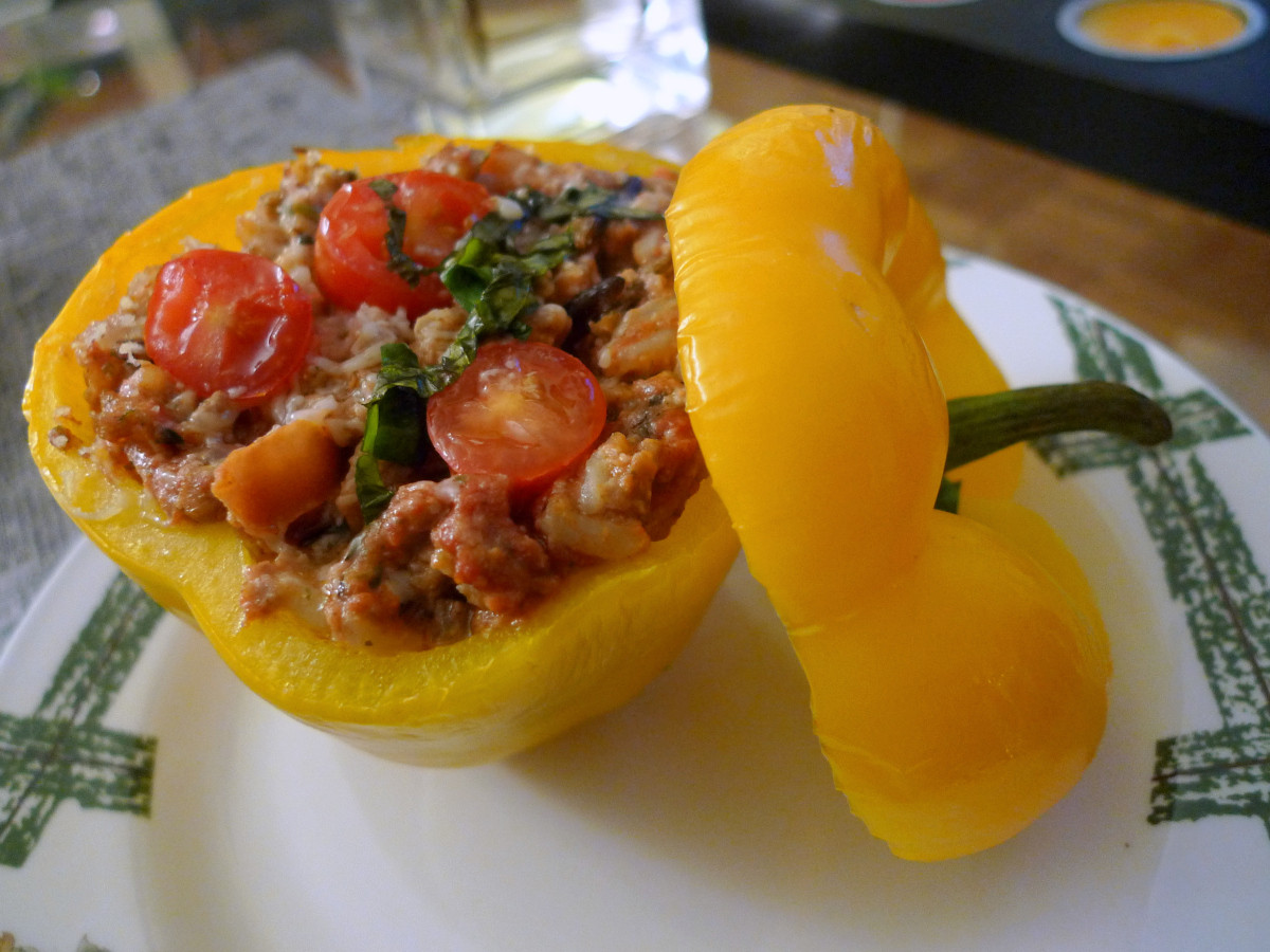 Stuffed Peppers With Ground Beef
 Baked Peppers Stuffed with Ground Beef Wild Rice & Goat