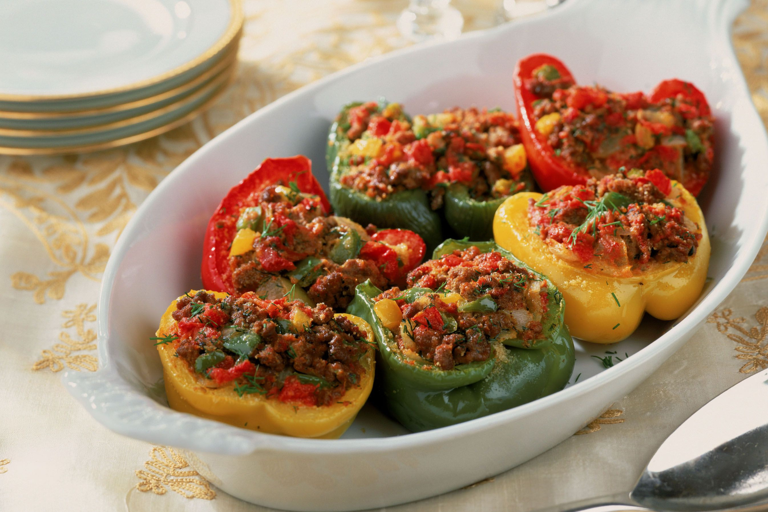 Stuffed Peppers With Ground Beef
 Baked Stuffed Peppers With Ground Beef and Corn