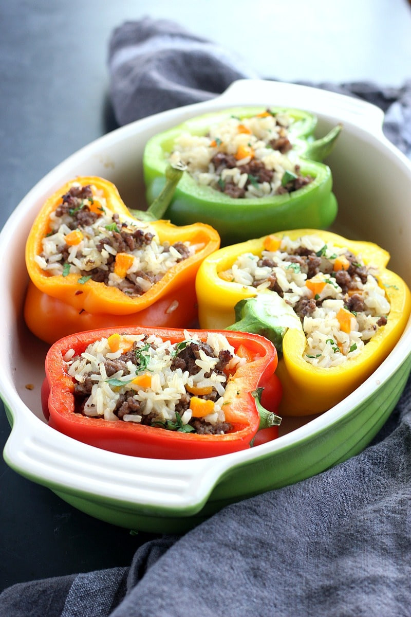 Stuffed Peppers With Ground Beef
 Ground Beef & Brown Rice Stuffed Peppers