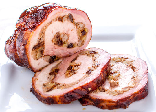 Stuffed Pork Loin
 Barbecued Spiral Stuffed Pork Loin w Bratwurst Apples