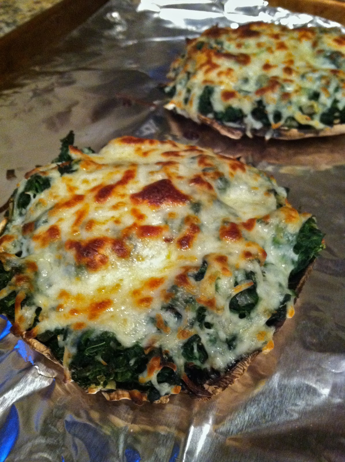 Stuffed Portobello Mushroom
 Cookin in Heels Cheesy Spinach Stuffed Portobello Mushrooms