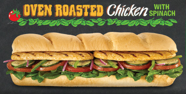 Subway 6&quot; Oven Roasted Chicken
 Subway s $5 Featured Footlong for June 2012 Oven