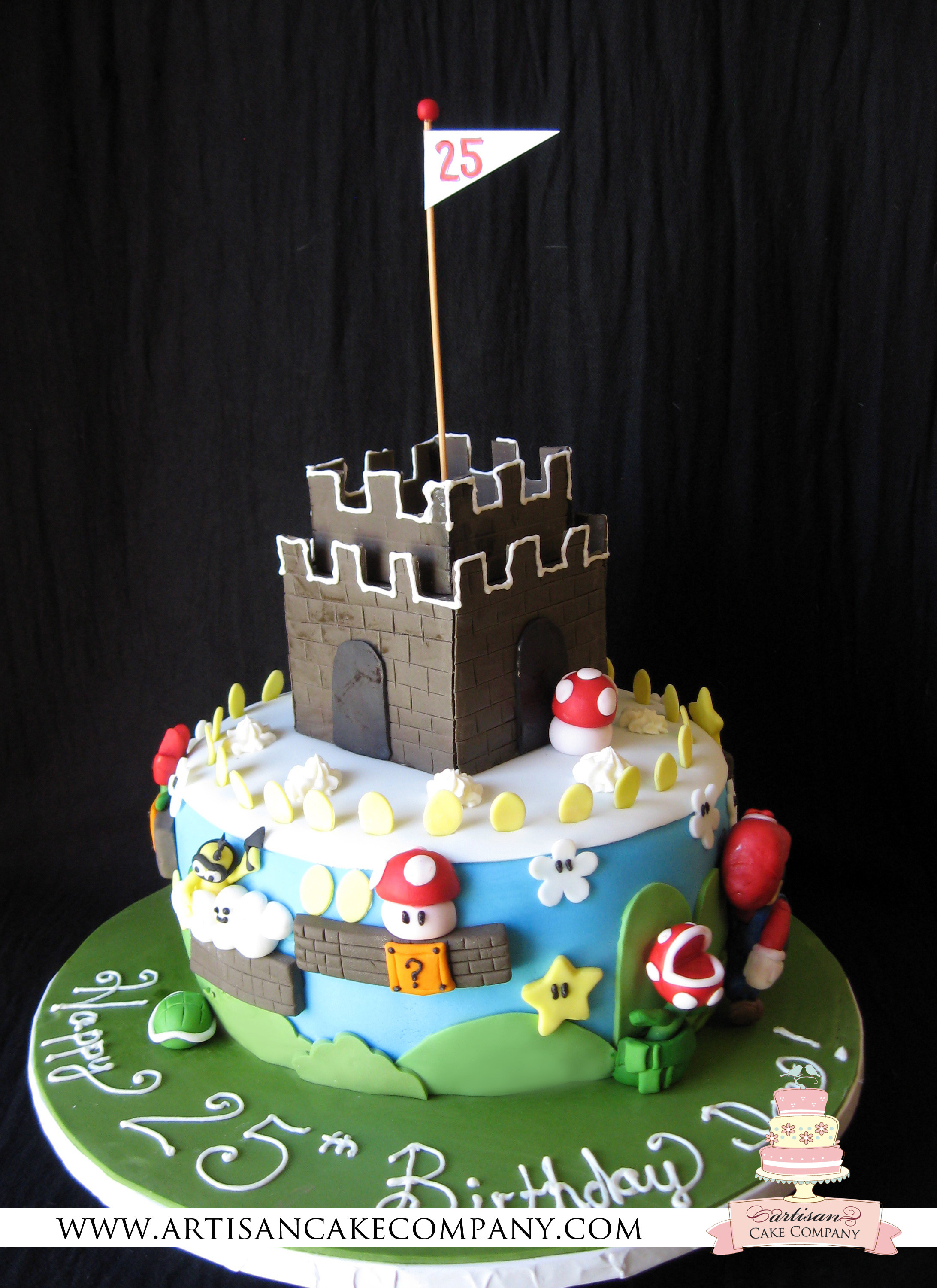 Super Mario Birthday Cake
 Super Mario Brothers Cake – white cake with peach filling
