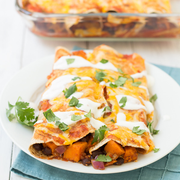 Sweet Potato And Black Bean Enchiladas
 Quinoa and Sweet Potato Enchilada Casserole Kristine s